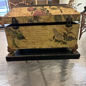 Ornate wood jewelry treasure box